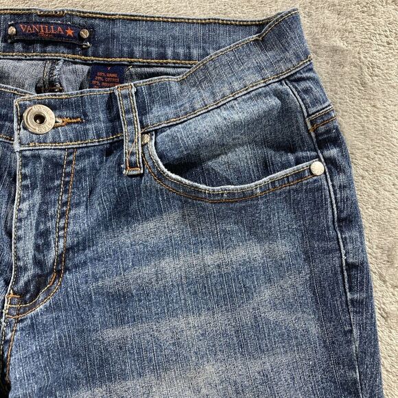 Vanilla Star Jeans Women's Size 7 Embellished Flare Leg Blue Denim Stretch - Picture 4 of 16